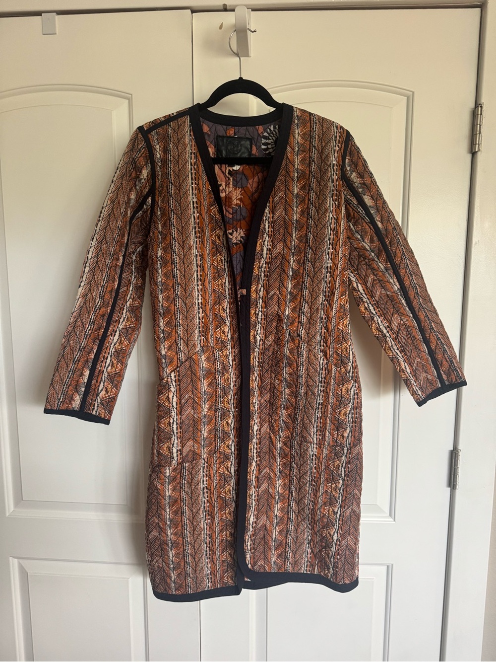 Marie Oliver Lee quilted geometric stripe Coat in Kismet size 8 - Picture 3 of 6